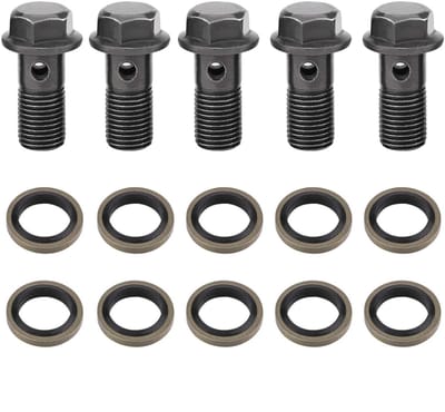 Dailygoods- Bremsschlauch Professioneel Flexibel - Remleiding Felsset - Remleiding Sleutel - Banjobouten Set - M10 x 1,25 mm - 5 Stuks Met Ring