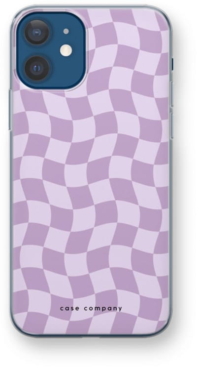 Case Company® - Hoesje geschikt voor iPhone 12 mini hoesje - Grid Paars - Soft Cover Telefoonhoesje - Bescherming aan alle Kanten en Schermrand