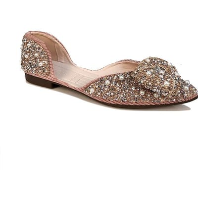 Rimocy Lente Zomer Strass Ballerina's Dames Koreaanse Mode Puntige Neus Enkele Schoenen Vrouw Zachte Zool Luxe Parel Enkele Schoenen 40 gray