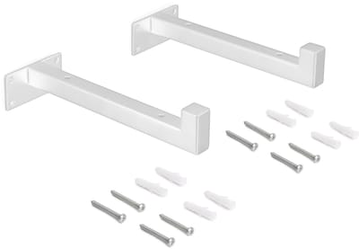 Emuca Plankdragers – Wandsteun – Schapdragers - Wandplank – Modern – Metaal - Meubelbeslag - voor Planken 60-80 x 20 cm - Staal – Max. 10 kg – Incl. bevestigingsmaterialen - 2 Stuks – 22 cm – Wit