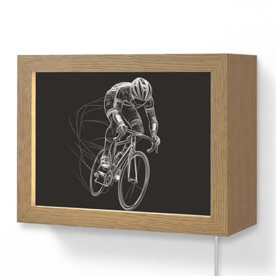 Wandlamp 20x15 cm - Oplaadbaar - Lijntekening - Wit - Wielrennen - Snelheid - Wandlampen binnen woonkamer - Slaapkamer lamp met kabel - Decoratieve nachtlamp - Vloerlamp snoer