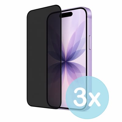 Privacy Screenprotector Geschikt voor iPhone 17 – Anti-Gluren – Krasbestendig Gehard Glas 9H – Volledige Dekking – 3-Pack – FuturiQ