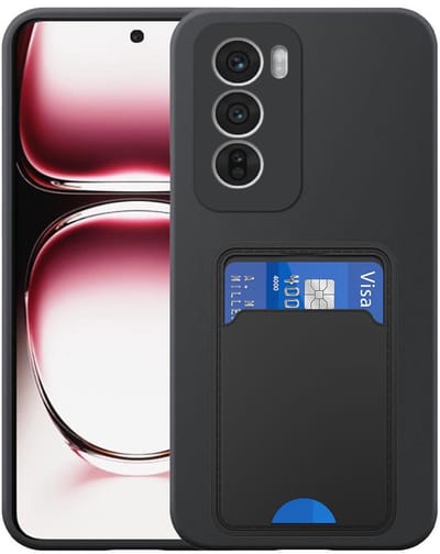 Geschikt voor Oppo Reno 12 Telefoonhoesje met TPU Pasjeshouder - Flexible Back Cover Case Siliconen TPU with Cardslot - Zwart - Smartphonica geschikt voor Oppo Reno 12