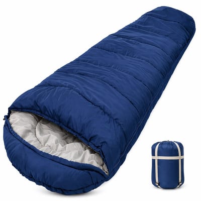 Sello! slaapzak – mummy – lichtgewicht – thermo – 4°C tot -10°C – outdoor – survival – kamperen – 205x75cm – blauw