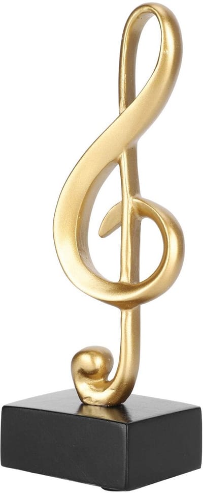 Golden crown - Muzieknoot Beeldje - Muzikale Sculptuur - Decoratie Hars - Goud - Ornamenten - Desktop Art - Geschikt voor Thuis - 5,8 x 4,9 x 17,3 cm