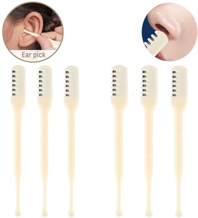 6 Stuks- Neushaartrimmer-neustrimmer mannen-neushaartrimmers-neustrimmer vrouwen- neushaartrimmer heren- neushaartrimmer vrouwen- Neushaarmes- Neustrimmer-2 in 1 Neushaartrimmer-Roterende Neushaar Knipper-Neustrimmer en Oorreiniger 2 in 1