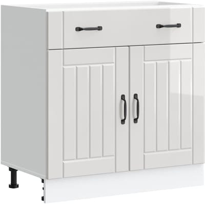 Keukenonderkast - Spoelbakkast basiskast - Keuken organiseren - Hoogglans afwerking - 80x46x81.5 cm - Wit