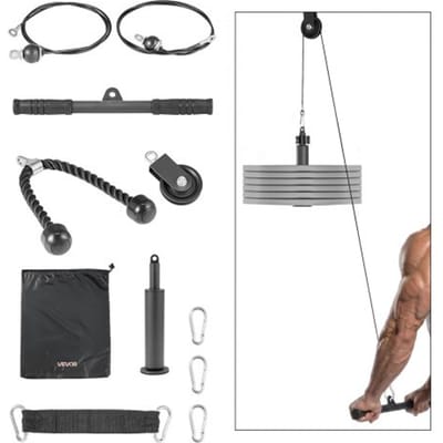 VEVOR Kabelkatrol, 1 stuk Lat Pulldown, draagvermogen tot 127 kg, krachttrainingsapparaat met lat pulldownstang en kabelsysteem, oefeningen voor armen, rug en schouders, doe-het-zelf lat pulldowntoren voor thuisgyms en fitnesscentra.