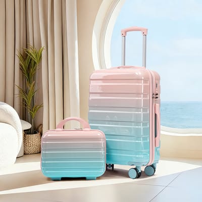 OKWISH Kofferset Lichtgewicht – 20 Inch Met 14 Inch Toilettas – PC – Roze – Met Cijferslot Voor Weekendtrip En Zakenreis – Stil