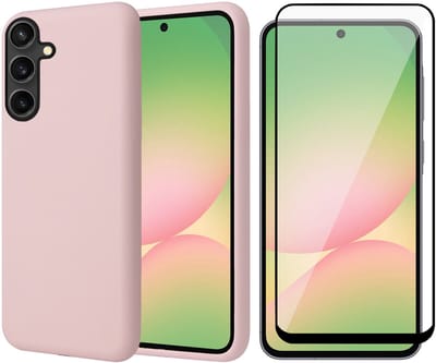 Hoesje geschikt voor Samsung Galaxy A56 / A36 - Screenprotector Volledig Dekkend Glas - Mat Back Case Roze