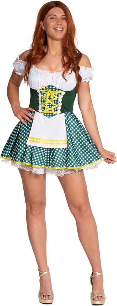Partychimp Sexy Oktoberfest Dirndl Dames Sara Oktoberfest Dames Carnavalskleding Dames Carnaval Kostuum Dames - Polyester - Stretch - Groen - Maat S/36
