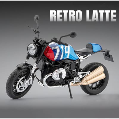 1:9 R Nine T Legering Cruise Sport Motorfiets Model Diecast Metaal Klassiek Straatrace Motorfiets Model Geluid Licht Kinder Speelgoed Cadeau gray