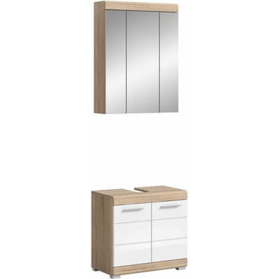 Lambada badkamercombinatie wit hoogglans MDF TZ eiken Sonoma NB - 34x60x191cm