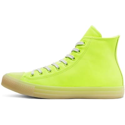 Converse Chuck Taylor All Star Cuir Néon Haut Baskets Unisexe Jaune Néon 166567C 37 yellow