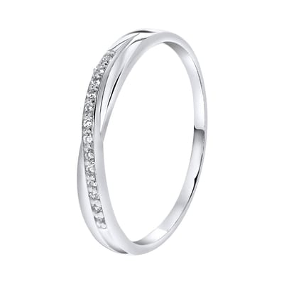 Lucardi Dames ring met zirkonia - Ring - Cadeau - Echt Zilver - Zilverkleurig