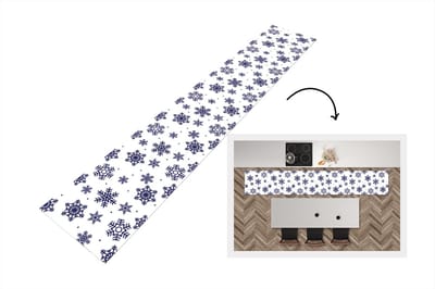 Keukenloper - Loper keuken - Sneeuwvlok - Winter - Patroon - 300x50 cm - Keukenloper vinyl
