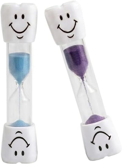 Zandlopers voor Kinderen - 3 Minuten Timer met Smiley Gezicht voor Tandpoetsen en Spelletjes in Blauw en Lila, Ideaal voor Thuis en in de Keuken