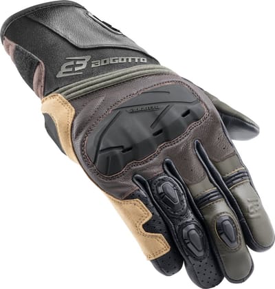 Bogotto Zello Geperforeerde Bruin Beige Groen Handschoenen - Handschoen