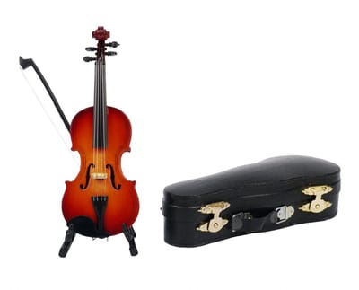 Music Gifts - Miniatuurinstrument Viool met Stok 9cm