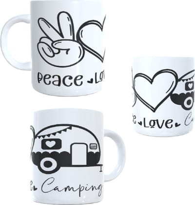 Koffie beker - thee mok tekst Peace love camping - camper