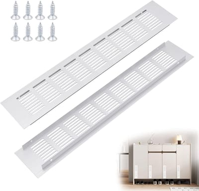 2x Rechthoekig Aluminium Ventilatie Rooster 400x80mm voor Kasten