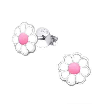 Aramat Jewels | Oorbellen | 925 Zilveren Bloem Oorbellen met Emaille Diverse Kleuren - Bloemetjes | Roosje Geoxideerd zilver-5mm | |7mm | Zilver | Kinderen, Volwassenen | Verkleurd niet