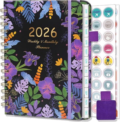 SnelShoppen - NEYSA Agenda 2026 Weekly Planner A5 - Weekoverzicht - Januari tot December 2026 - Academische Planner met Penlus, Stickers, Maandtabs en