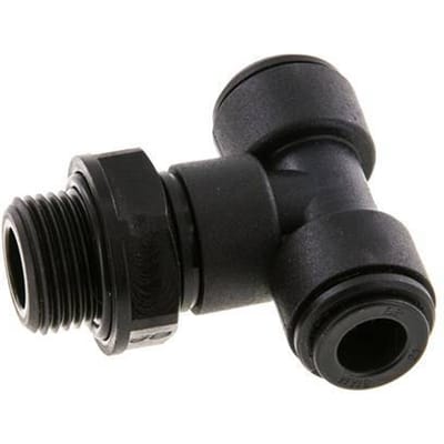 8mm x G3/8'' inline T-stuk POM Insteekfitting Buitendraad FDA Draaibaar NBR