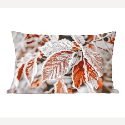 Sierkussens - Kussentjes Woonkamer - 60x40 cm - Bladeren - IJs - Winter - Natuur