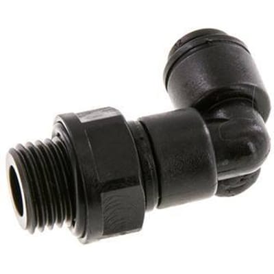 4mm x G1/4'' 90 graden L-verbinding POM Insteekfitting Buitendraad Draaibaar NBR [2 Stuks]