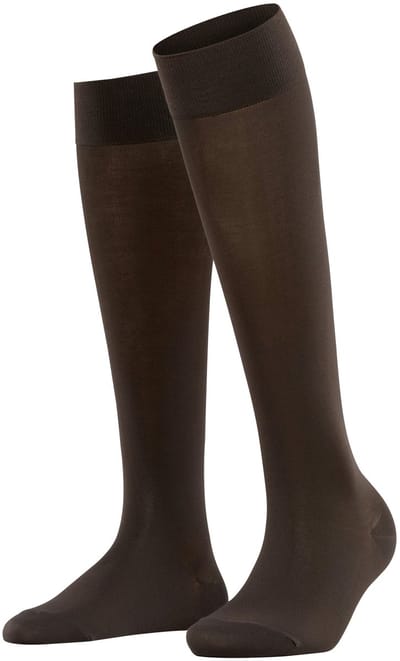 FALKE Cotton Touch lang eenkleurig katoen kniekousen dames bruin - maat 39-42