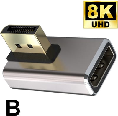 NÖRDIC Displayport Haakse Adapter - Male naar Female - 8K60Hz -Geschikt voor PC, Laptop & Dockingstation