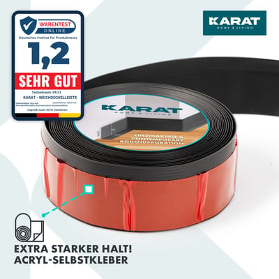 FLOORDIREKT Oslo Plint - Op maat Gezaagd & Zelfklevend - Stevig - Acryl - Zwart - 15 m
