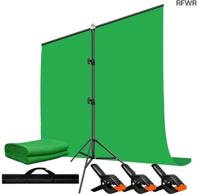 RFWR® Groen Scherm Achtergrond met Standaard - 2 x 2 m en 1,5 x 2 m voor Fotografie en Gaming