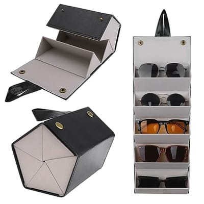 Organizer voor Zonnebrillen met 5 Slots - Opvouwbare Opbergdoos met Hangfunctie