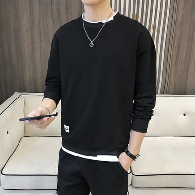 Lente Heren Lange Mouw Heren Lange Mouw Koreaans Casual Losse Lange Mouw Heren Sweatshirt XXXXL black