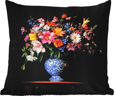 Tuinkussen - Kleur - Vaas - Bloemen - Boeket - 40x40 cm - Weerbestendig