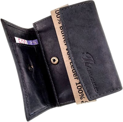 Compacte Portemonnee Unisex - Donkerblauwe Buffelleer Portemonnee - Met RFID Anti-Skim Bescherming