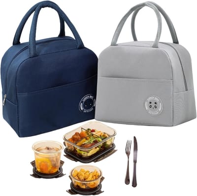 Thijox - Kleine koeltas 2 stuks, thermische lunchtas, koeltas voor picknick, school en kantoor, veelzijdige picknicktas voor heren, dames en kinderen