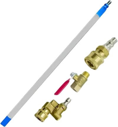 Reinigingsgereedschap Watertank - Spoel Kit - Onderhoud Voertuig - Verstelbare Intensiteit - 60 cm - Zilver