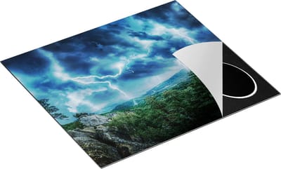 Chefcare Inductie Beschermer Onweer in het Bos - Bliksem - 60x50 cm - Afdekplaat Inductie - Kookplaat Beschermer - Inductie Mat