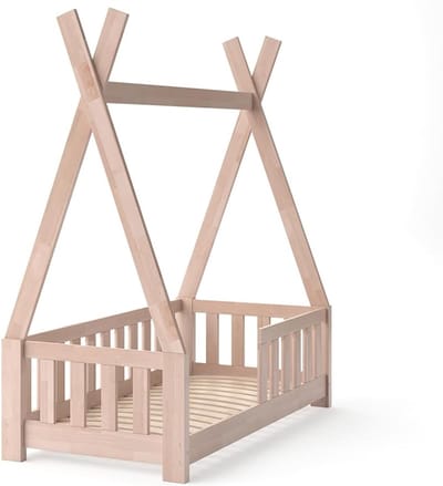 Stylish Tipi Kinderbed 70x140 cm van Massief Hout met Omheining