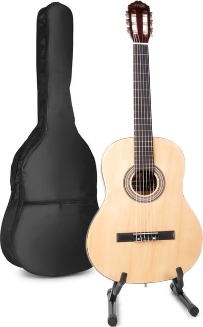 Akoestische gitaar voor beginners - MAX SoloArt klassieke gitaar / Spaanse gitaar 4/4 - Met o.a. 39'' gitaar, gitaar standaard, gitaartas, gitaar stemapparaat en extra accessoires - Hout