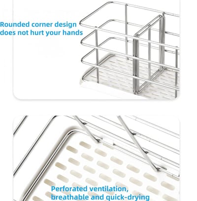 1 stuk - Opbergrek - Sponsrek - Organizer - Afdruiprek - Gootsteen organizer - 20*8,5*10 cm - Zilver - Duurzaam - Gemakkelijk schoon te maken - Geschikt voor sponzen en borstels - Onmisbaar voor keukens en badkamers