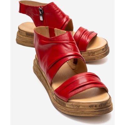 Lunas Leer Side-Zip Plat Hak Sandaal