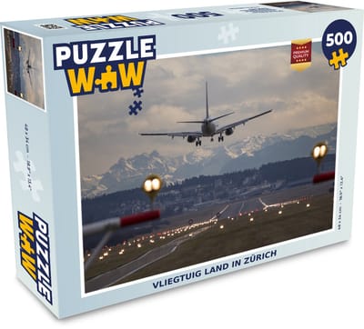 Puzzel Vliegtuig land in Zürich - Legpuzzel - Puzzel 500 stukjes