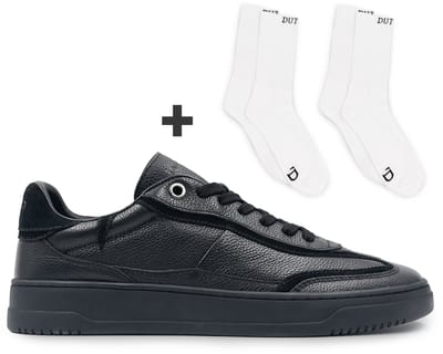 Dutch'D ® Sneaker - Heren Sneaker + 2 Pack Sokken - Designer merk - Zwart - Luxe - Leer - Model Fuse - Maat 40
