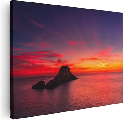 Artaza Canvas Schilderij Zeezicht - 40x30 cm - Klein - Wanddecoratie Zonsondergang - Muurdecoratie Woonkamer - Kamer Accessoires