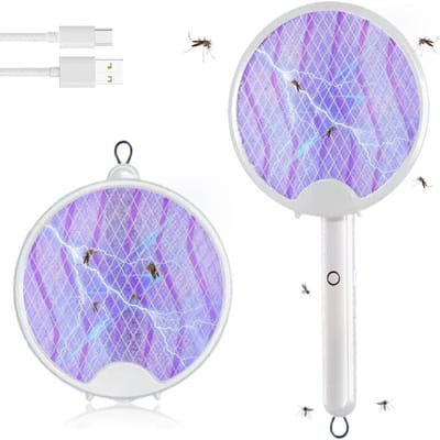 Thijox - Elektrische Vliegenmepper 3-in-1, 3000 V, USB-oplaadbaar, Opvouwbaar, UV-muggenverdelger met Veiligheidsnet voor Binnen, Keuken, Tuin en Camp