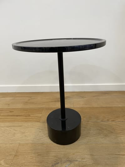 VLHOME klein ronde marmeren bijzettafel 40⌀ x 55H zwart